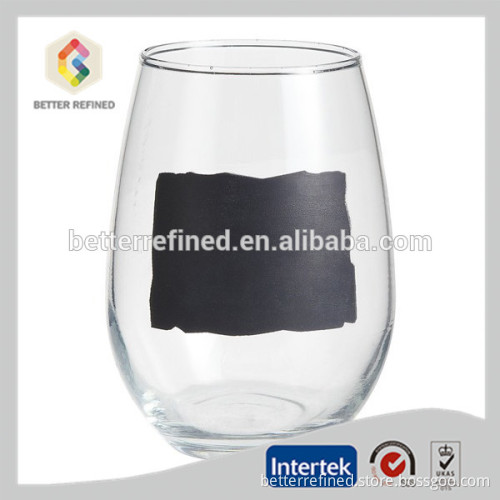 Hand Made Egg Shaped Holdings Chalkboard Stemless Wine Glass